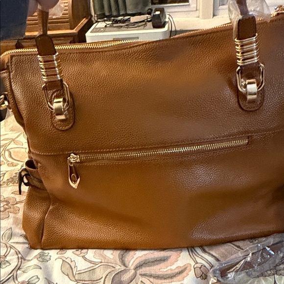 Elegant Kattee Brown Leather Tote Bag shoulder purse, large new with tags - Picture 4 of 13